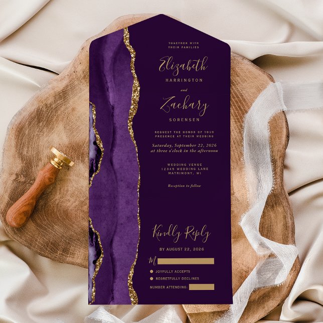 Casamento de Prata Dourada Roxo Moderno (Criador carregado)