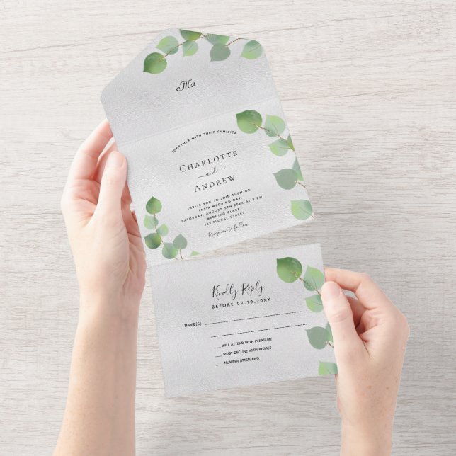 Casamento de prata eucalipto verde (Aba destacável)
