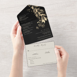 Casamento de preto e bege com um verde simples