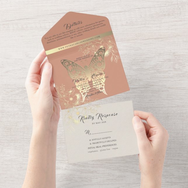 Casamento de Primavera Boho Pêssego (Aba destacável)