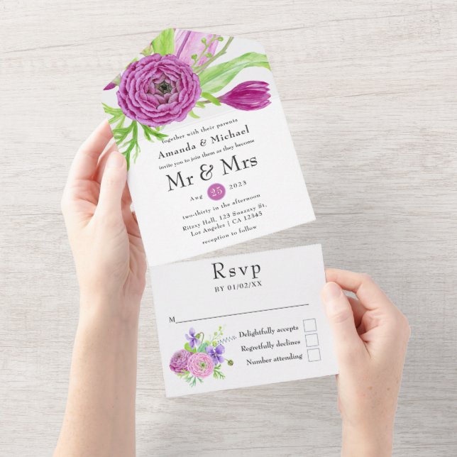 Casamento de Primavera com Aquarela Floral (Aba destacável)