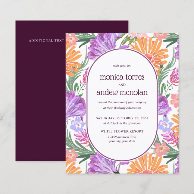 Casamento de primavera de Florais Amarelos Laranja (Frente/Verso)