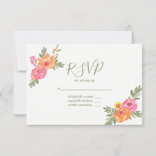 Casamento de Primavera flores aquarela RSVP