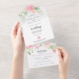 Casamento De primavera Peony Tudo Em Um Convite