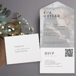 Casamento de QR RSVP com foto branca moderna elega