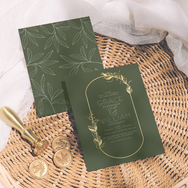 Casamento de Quadro Botânico Dourado Verde Sage (Criador carregado)