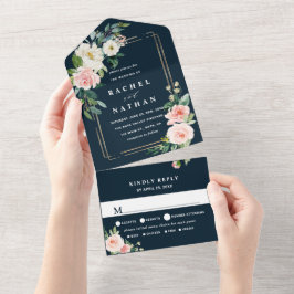 Casamento de Quadro Dourado Azul com Marinho Blush