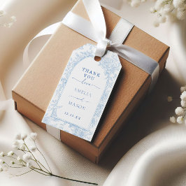 Casamento de Quadro Floral Azul Obrigado Etiqueta