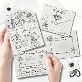 Casamento de rabisco na Itália com a mão Drawn