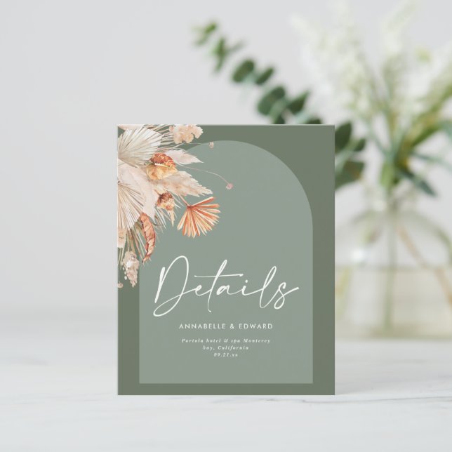 Casamento de relva Verde Pampas Sage da Boêmia Mod (Em pé/Frente)