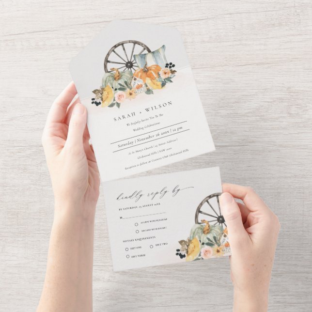Casamento De Rodas Florais De Pumpkin Folheto De Q (Aba destacável)