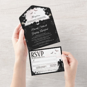 Casamento De Romance Gótico Em Um Convite