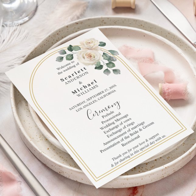 Casamento de Rosa Branca e Ouro Moderno Elegante (Criador carregado)