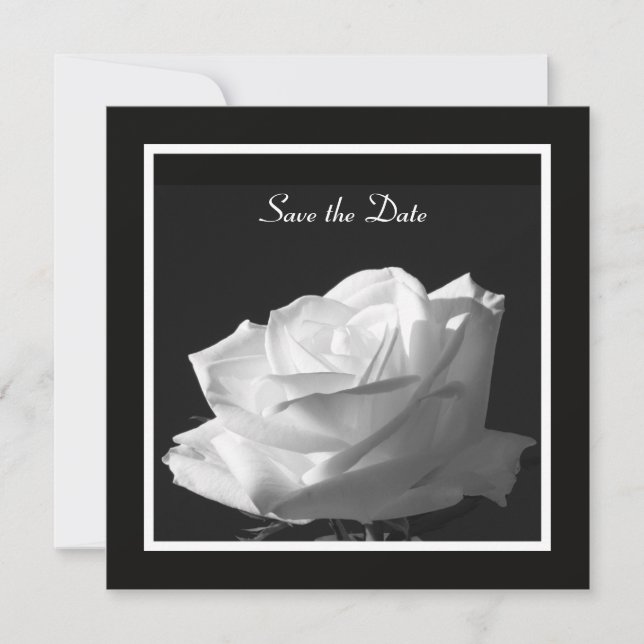 Casamento de Rosa Branca Salvar o Convite de Data (Frente)