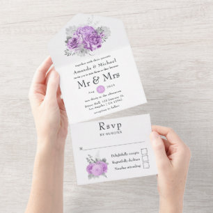 Casamento de Rosa de pintura de roxo e prata