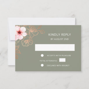 Casamento de Rosa Dourada Floral RSVP