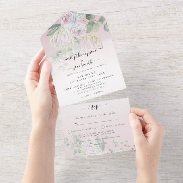 Casamento de Rosa Eucalyptus Dusty Elegante Boho F (Aba destacável)