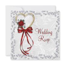 Casamento de Rosa romântico, Ouros e Fita Vermelha