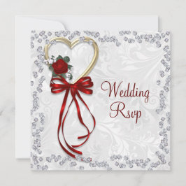 Casamento de Rosa romântico, Ouros e Fita Vermelha