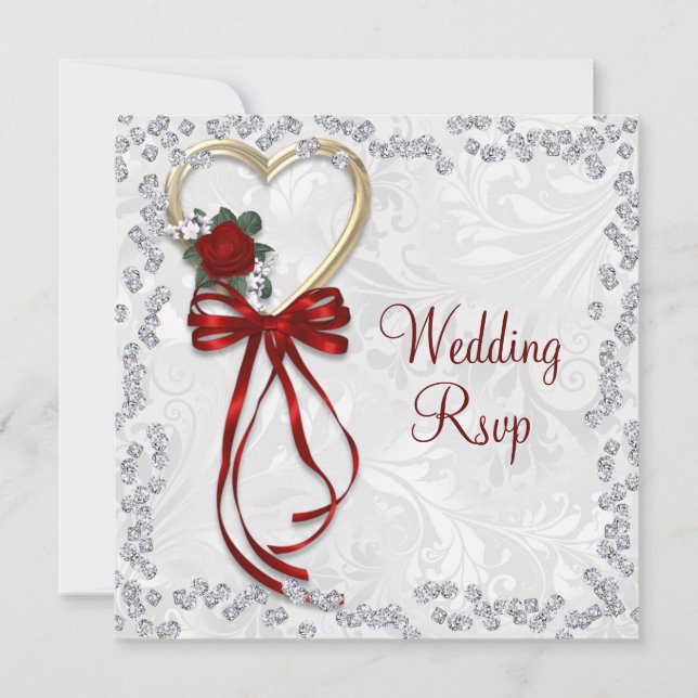 Casamento de Rosa romântico, Ouros e Fita Vermelha (Frente)