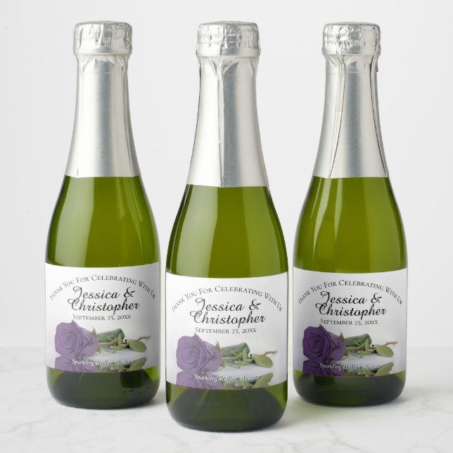 Casamento De Rosa Roxo Ametist Obrigado Mini (Garrafas)