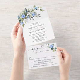 Casamento de Rosas Azuis Eucalyptus Elegante