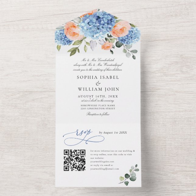 Casamento de Rosas Blush de Hydrangea Azul Elegant (Interno)