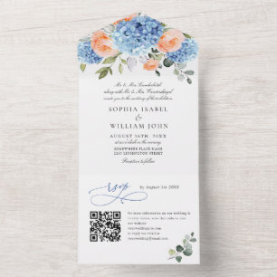 Casamento de Rosas Blush de Hydrangea Azul Elegant