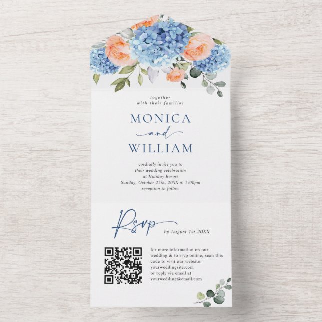 Casamento de Rosas Blush de Hydrangea Azul Elegant (Interno)
