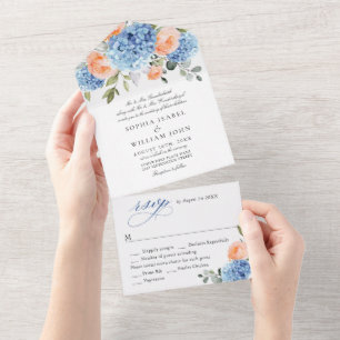 Casamento de Rosas Blush de Hydrangea Azul Elegant
