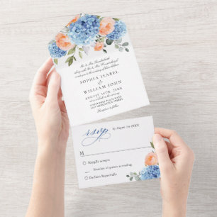 Casamento de Rosas Blush de Hydrangea Azul Elegant