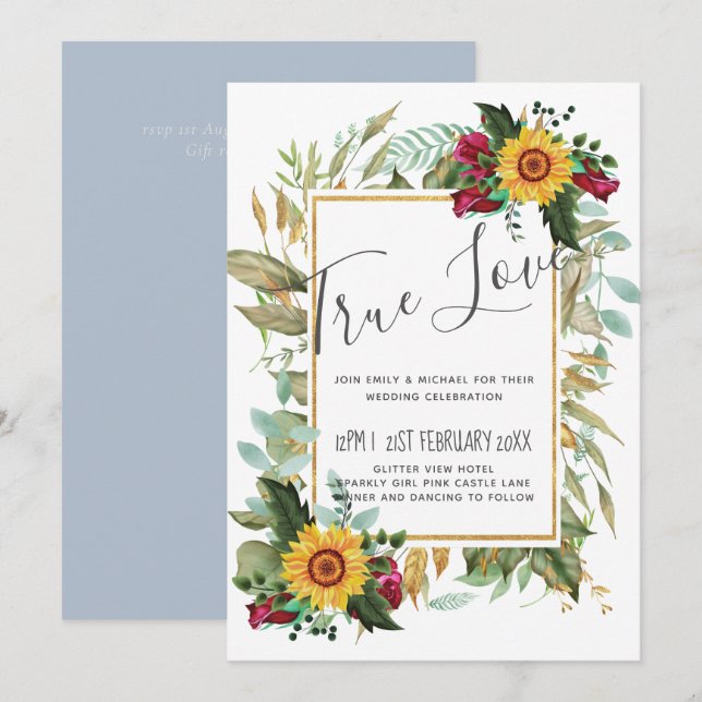 Casamento de Rosas de Borgonha Rústicos (Frente/Verso)