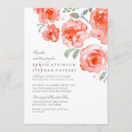 Casamento de Rosas de Coral - Convites de Aquarela