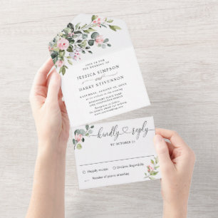 Casamento de Rosas Eucalyptus Blush Elegante Water