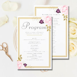 Casamento de Rosas Florais de Quadro Dourado Cláss