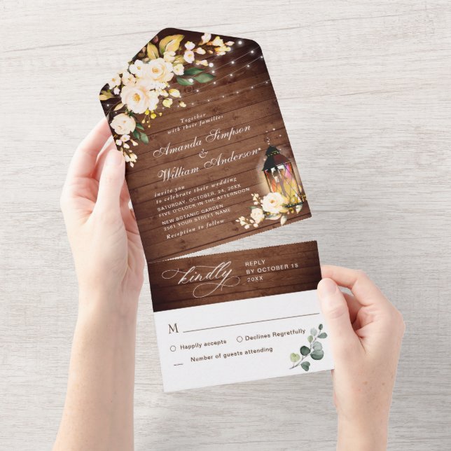 Casamento de Rosas Rústicos Elegantes (Aba destacável)