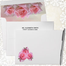 Casamento de Roses Rosa com Envelope de Endereço d