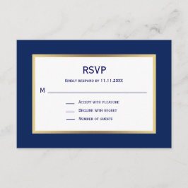 Casamento de RSVP Branco Azul-Marinho Náutico Eleg