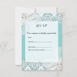 Casamento de RSVP de Azul e Lace Personalizado