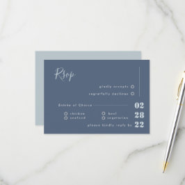 Casamento de RSVP de Caligrafia Dusty Blue White e