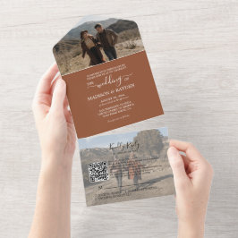 Casamento de RSVP de Código de QR de Terracotta Mi
