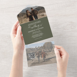 Casamento de RSVP de Código de QR Verde Oleícola M