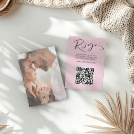 Casamento de RSVP de Código QR Cor-de-Rosa-Blush C
