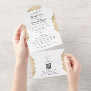 Casamento de RSVP de CÓDIGO QR de Gatsby Dourado b