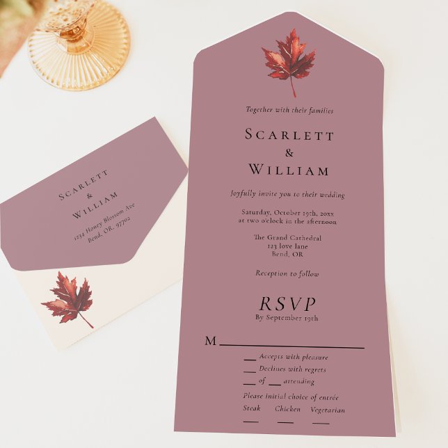 Casamento de RSVP de Entrada de Mole Mauve de Folh (Criador carregado)