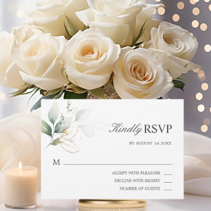 Casamento de RSVP de Folhas Verde Douradas de Água