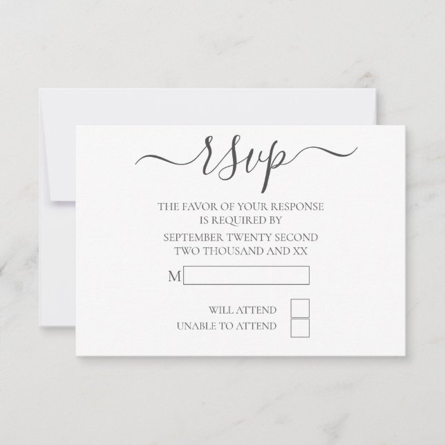 Casamento de RSVP de Tipografia Elegante Simples (Frente)