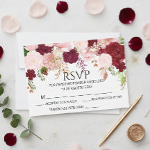 Casamento de RSVP Floral de Blush Pink Blush Burgu