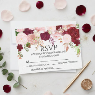 Casamento de RSVP Floral de Blush Pink Blush Burgu