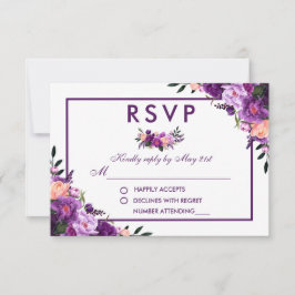 Casamento de RSVP Floral Roxo Ultra Violet P